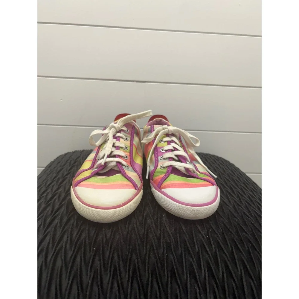 Coach Barrett Hamptons Women's Rainbow Multicolor Striped Sneakers Size 9B